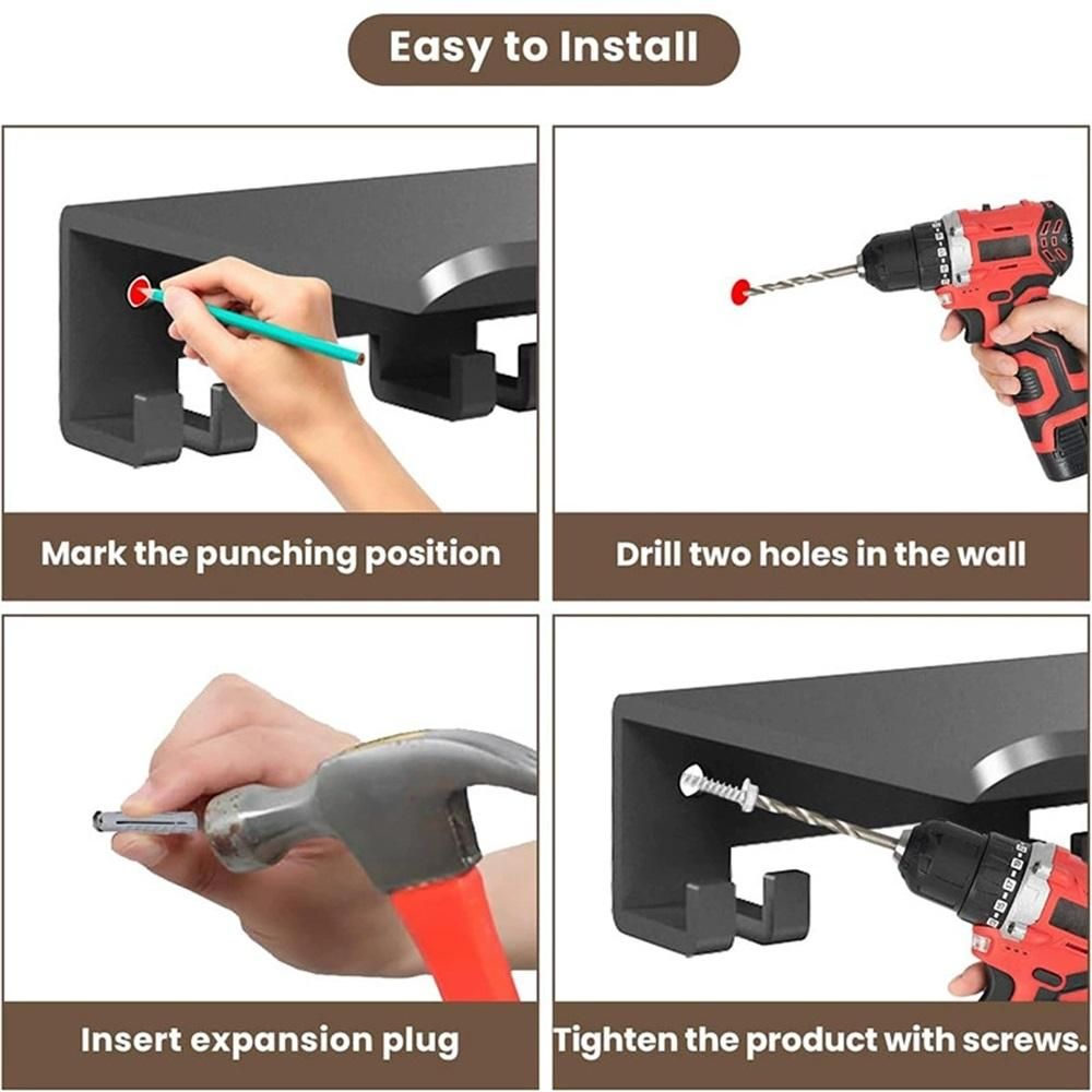 Floating Shelf Home Gym Weight wall Storage Equipment Hanger Metal Rack Holder Wall Mount with Hooks T-Lock Adapters Bracket Hanger Workout