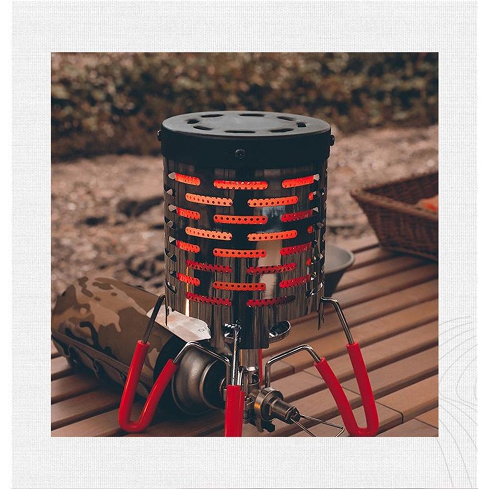 Portable Camping Heater Stove, Stainless Steel Mini Tent Heater with High Efficiency Heating & Rapid Setup Design for Outdoor Use, Compact Folding Sto（ Black）