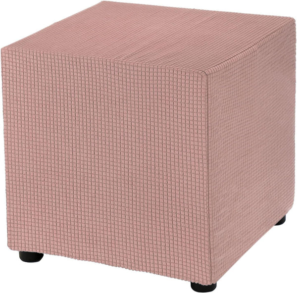 Waterproof Cover Square Storage Stretch Footrest Foot Stool (Pink)