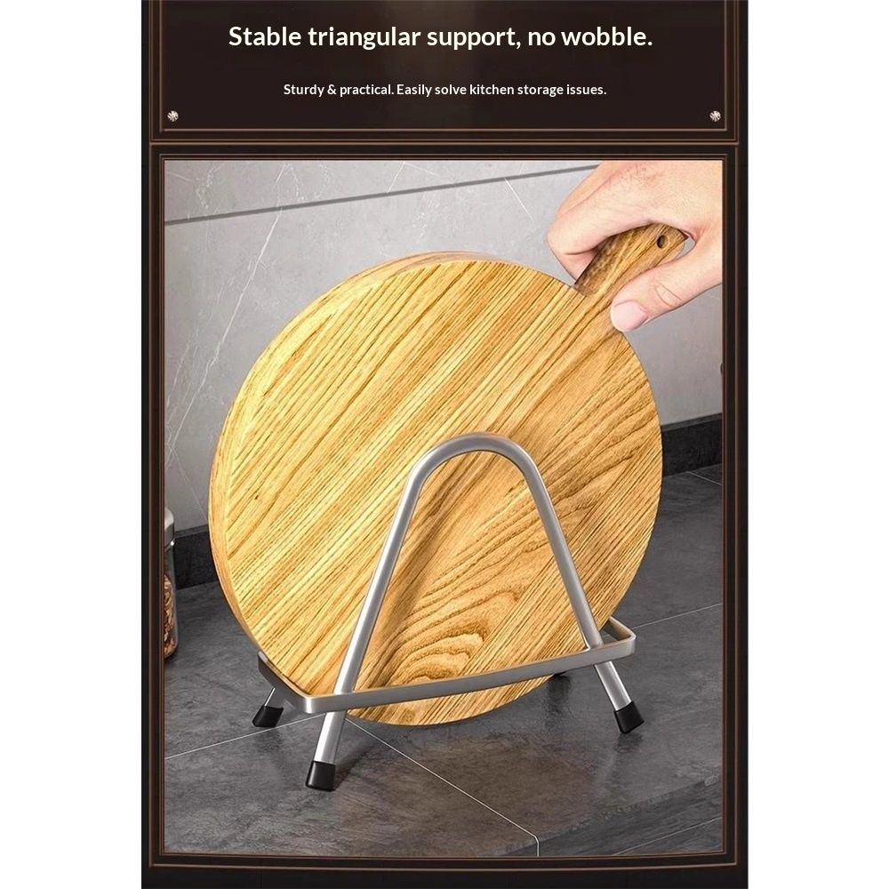 Cutting Board Rack Holder Stand - 304 Stainless Steel Chopping Board Organizer, Pan Rack with Stable Triangle Design, Stainless Steel Cutting Board Hold for Countertop Space Saving