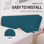 Stretch Bed Headboard Cover,Small Square Jacquard Headboard Slipcover, Dustproof Bed Head Cover for Bedroom (dark green)