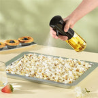 300ml Oil Bottles Kitchen Household Oil Spray Bottle Olive Oil Cooking Oil Barbecue Fat Reduction Oil Control Atomized Glass Spray Pot Kitchen Oil Dispenser(Black)