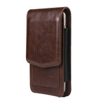 Cell Phone Waist Holster with Clip Leather,Travel Sport Mobile Phone Belt Pouch Purse Men Card Holder Waist Wallet Belt Loop Pocket with Carabiner Hook Bumbag（dark brown 6.5in）
