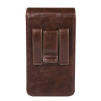 Cell Phone Waist Holster with Clip Leather,Travel Sport Mobile Phone Belt Pouch Purse Men Card Holder Waist Wallet Belt Loop Pocket with Carabiner Hook Bumbag（dark brown 6.5in）