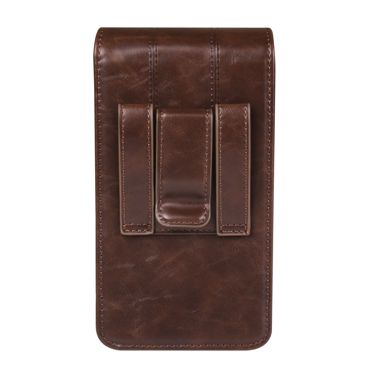 Cell Phone Waist Holster with Clip Leather,Travel Sport Mobile Phone Belt Pouch Purse Men Card Holder Waist Wallet Belt Loop Pocket with Carabiner Hook Bumbag（dark brown 6.5in）