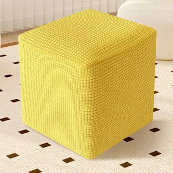 Square Cover  Stretch Polyester Washable Elastic Foot Stool(Yellow)