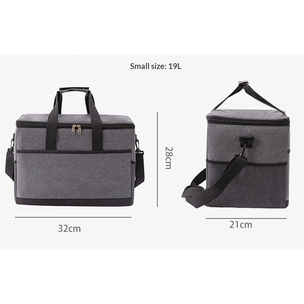 Collapsible  Cooler Bags Insulated, Front Zipper Pocket & Shoulder Strap, Portable Leakproof Soft Sided Coolers for Camping/Beach/Picnic/Travel - Grey small size