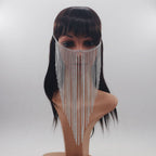Tassel Veil Masks Women Headwear Face Chains Mask Masquerade Dance Party Costume Face Accessories Jewelry（silvery）