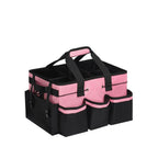 Cleaning storage bag with handle, shoulder strap storage, cleaning tool storage, cleaner and butler tote bag (pink)