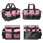 Cleaning storage bag with handle, shoulder strap storage, cleaning tool storage, cleaner and butler tote bag (pink)