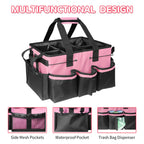 Cleaning storage bag with handle, shoulder strap storage, cleaning tool storage, cleaner and butler tote bag (pink)