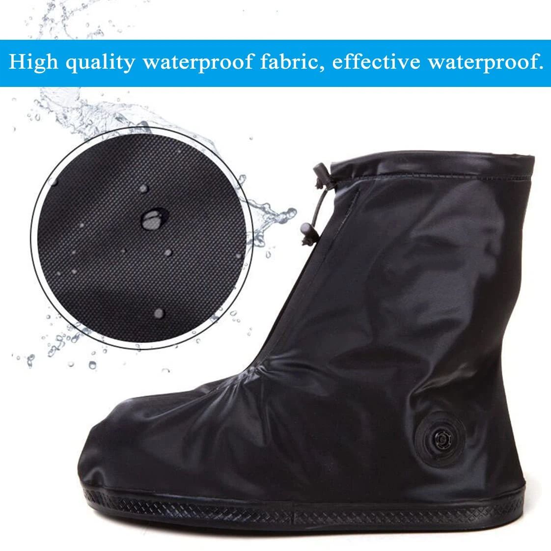 Cycling middle tube rainproof shoe cover, outdoor thick high tube waterproof rain boots shoe cover, suitable for rainy days, men's and women's anti slip and wear-resistant(Black, M)