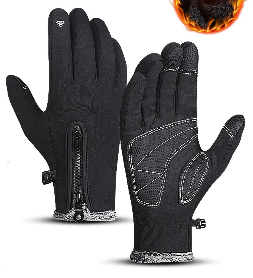 Sport Gloves, Winter Gloves, Ultimate Waterproof & Windproof Thermal Non-Slip Gloves, Mens Comfortable Warm Touch Glove（Black M）
