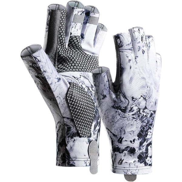 Polyester Fabric Fingerless Fishing Gloves for Kayaking, Rowing, Sailing