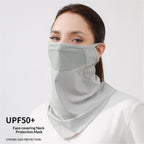 Hanging ear cycling face mask sports scarf for women, breathable thin outdoor sunshade for men, golf sun protection face mask（light gray）