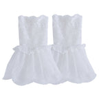 4pcs  gloves with white sleeves and women's sexy lace elastic bracelet cuffs, suitable for role-playing, weddings, tea parties, and masquerade parties.  White