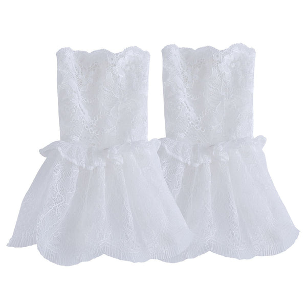 4pcs  gloves with white sleeves and women's sexy lace elastic bracelet cuffs, suitable for role-playing, weddings, tea parties, and masquerade parties.  White