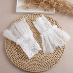 4pcs  gloves with white sleeves and women's sexy lace elastic bracelet cuffs, suitable for role-playing, weddings, tea parties, and masquerade parties.  White