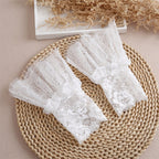 4pcs  gloves with white sleeves and women's sexy lace elastic bracelet cuffs, suitable for role-playing, weddings, tea parties, and masquerade parties.  White