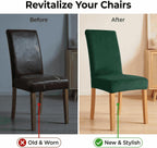 Chemical Fiber Stretch Dining Room Chair Covers -  Chair Slipcovers - Stretchable Removable Furniture Protectors (2, dark green)
