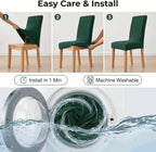 Chemical Fiber Stretch Dining Room Chair Covers -  Chair Slipcovers - Stretchable Removable Furniture Protectors (2, dark green)