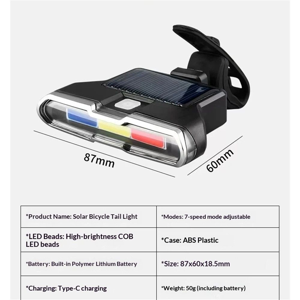 USB Rechargeable Tail Light, LED Night Cycling Bike Warning Rear Tail Light with Modes for Cycling Safety