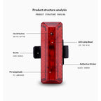 Rechargeable Bike Tail Light, Waterproof Bicycle Rear Cycling Visible Safety Flashlight, 5 Light Mode Road Mountain Night Ride Hiking, Cycling, Camping, Boating