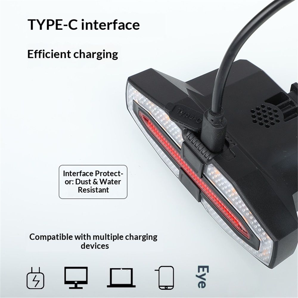 Smart Bike Light equipped with horn warning light - ON/Off Rechargeable Waterproof Rear Bicycle Tail Light with Remote