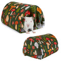 2 pack Guinea Pig Hideout with Curtain and Tunnel - Soft Bed with Cushion - Suitable for Guinea Pig, Hamster, Chinchilla, Bunny - Mushroom