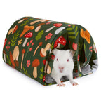 2 pack Guinea Pig Hideout with Curtain and Tunnel - Soft Bed with Cushion - Suitable for Guinea Pig, Hamster, Chinchilla, Bunny - Mushroom