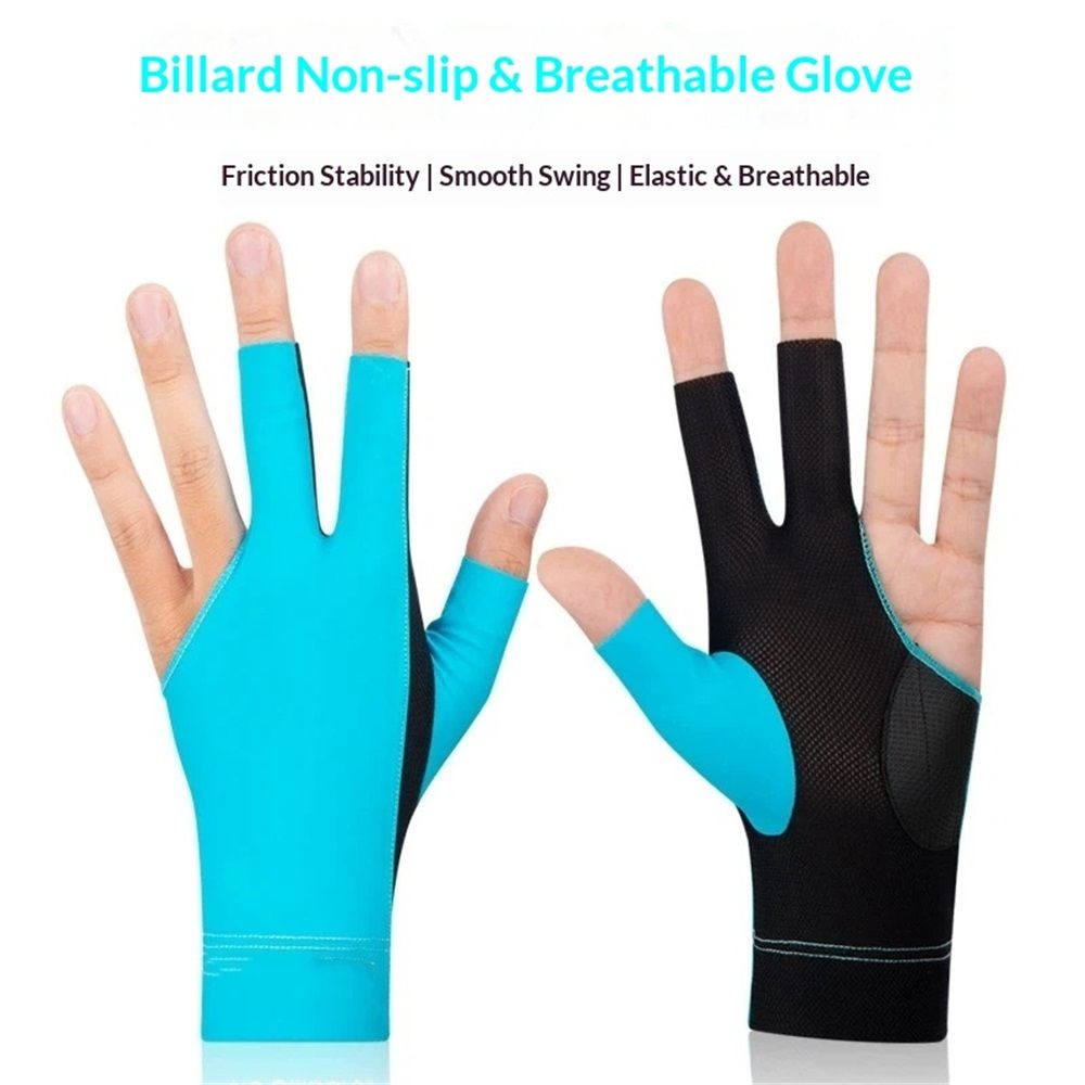 A pair of Professional Billiard Gloves-Left and Right in Different Size, Sport Glove Fits for Men Women (blue)