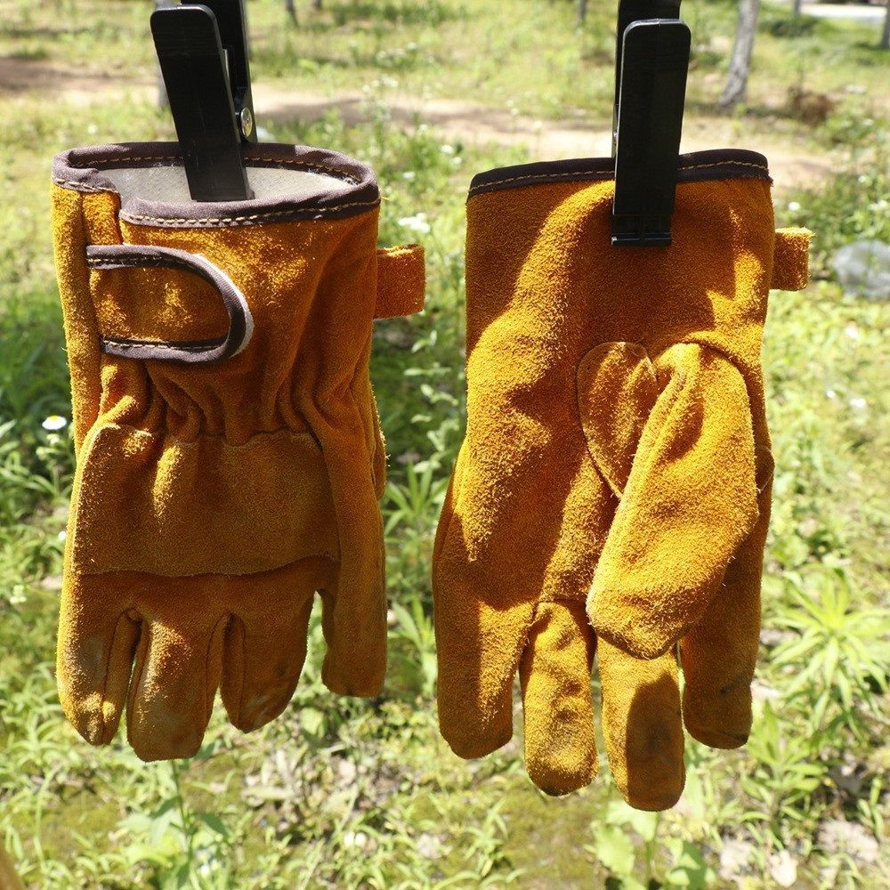 LWelding Gloves – Heat Resistant Work Gloves –Protection Sleeves for BBQ, Gardening, Manual Work（yellow）