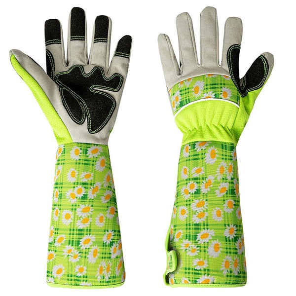 Gardening Gloves for Women Rose Pruning Thorn Proof Breathable Garden Gloves Long Forearm Protection Gauntlet Adjustable Flexible Working Gloves(Green)