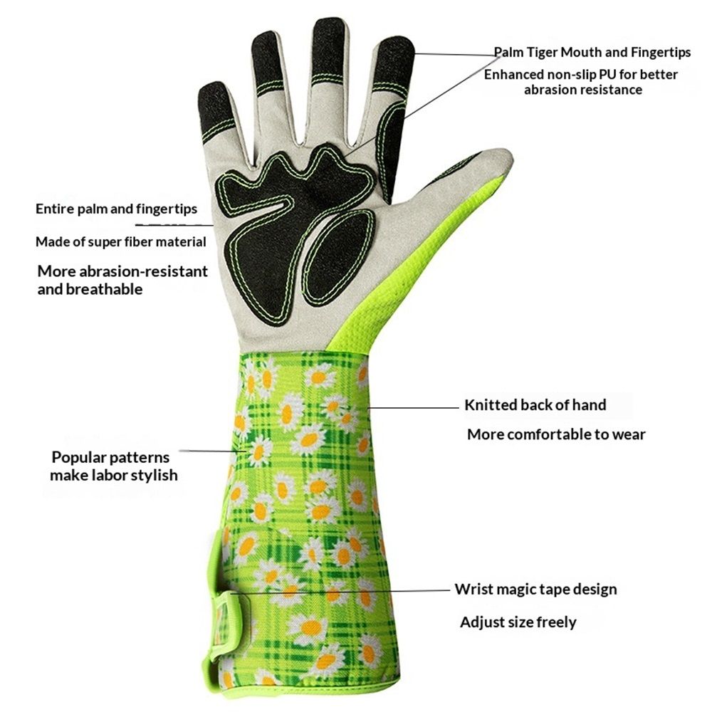 Gardening Gloves for Women Rose Pruning Thorn Proof Breathable Garden Gloves Long Forearm Protection Gauntlet Adjustable Flexible Working Gloves(Green)