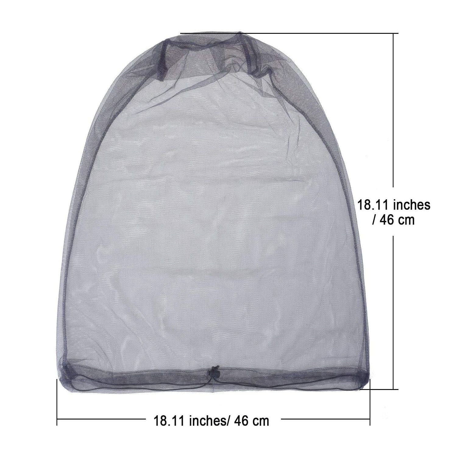 4 Pack Ultra Large Mosquito Net 18x18 Inches Mosquito Head Net Oversized Insect Netting Bug Fits Most Hats for Gardening Hiking Fishing Traveling(Black)