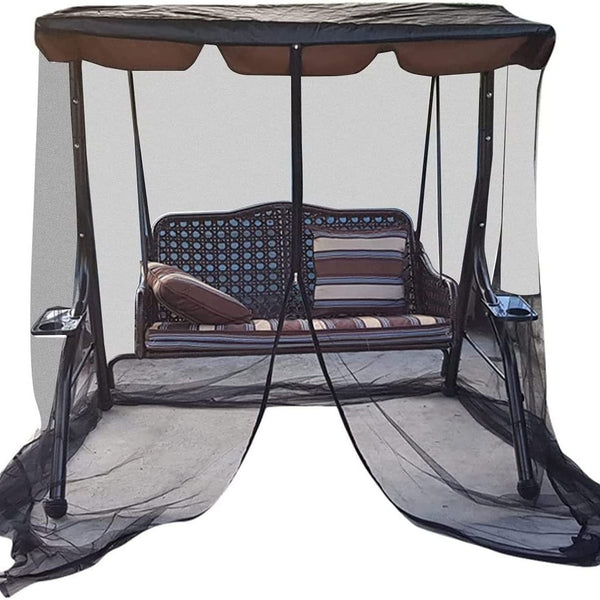 Patio Swing Mosquito Netting Polyester Mesh Screen with Zipper Opening Outdoor Swing Chair Mosquito Net for Patio (3 Seater 49.2x80.7x80.7inch,Only mesh cover)