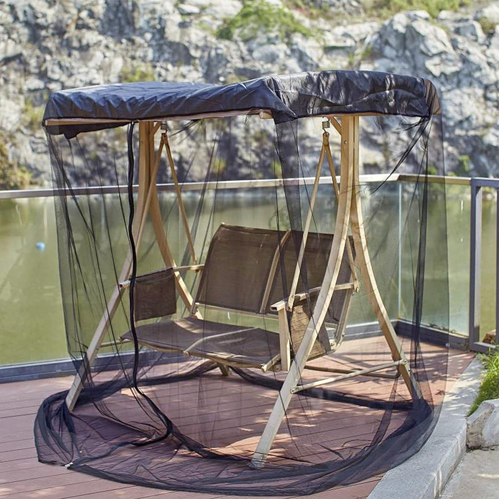 Patio Swing Mosquito Netting Polyester Mesh Screen with Zipper Opening Outdoor Swing Chair Mosquito Net for Patio (3 Seater 49.2x80.7x80.7inch,Only mesh cover)