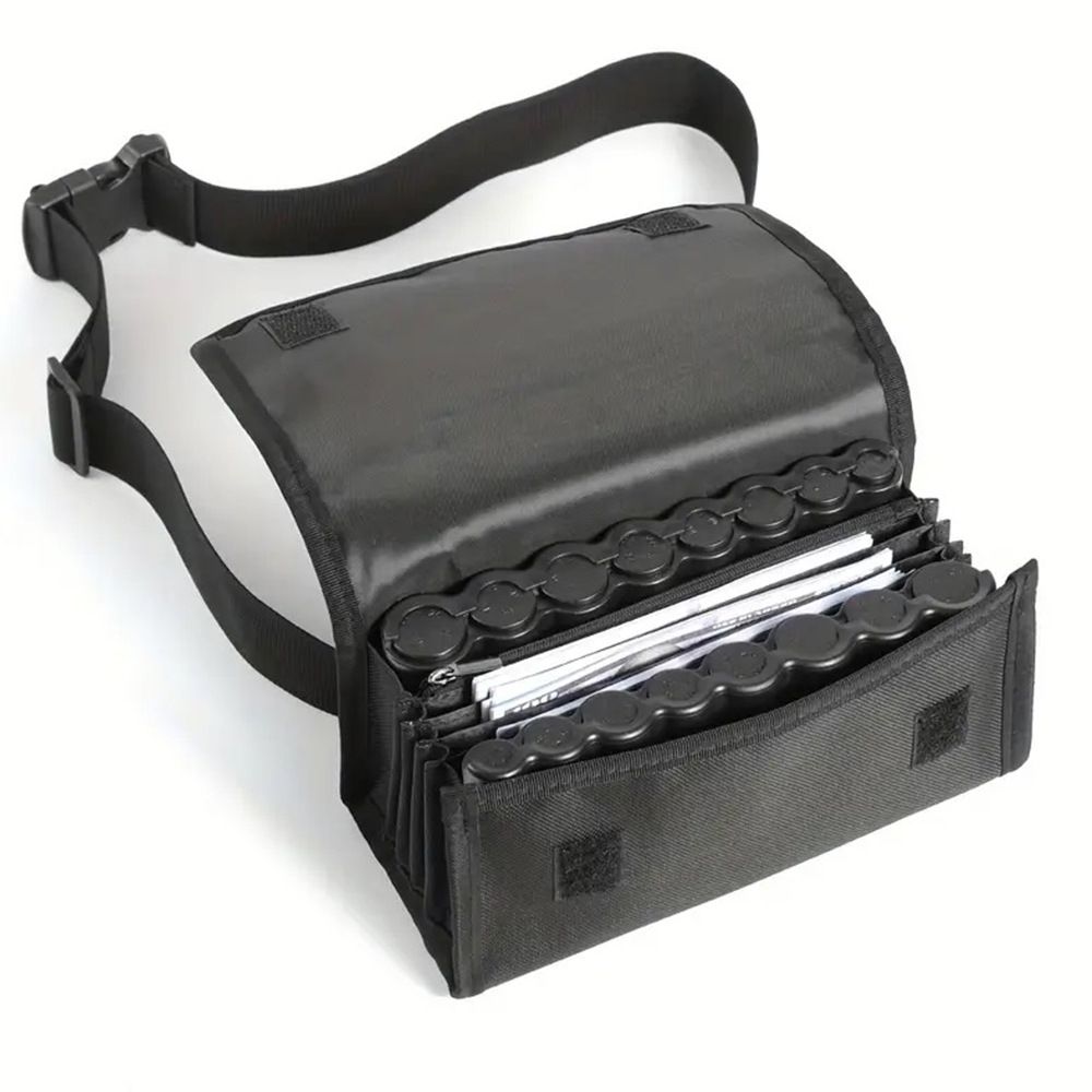 Coin Holders Pack with Banknote Dispenser, Waiter's Purse, Coin Sorter, Organizer, Storage Bag with Belt for Waitress, Server, Collector, Cashier, Change, Black