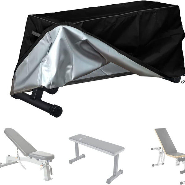 Weight Bench Cover, Bottom Drawstring, 600D Oxford Waterproof Heavy Duty Adjustable Exercise Workout Bench Cover for Indoor and Outdoor Fitness Equipment