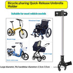 Adjustable Bicycle Umbrella Clamp Holder – Universal Stroller Attachment, Wheelchair Umbrella Holder for Bike, Golf Cart, Beach Chair – Stainless Steel Quick Mount Frame