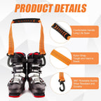 4 pcs Ski and Boot Carrier Straps, 20.07x1 Inch Portable Ski Carrier Straps with Anti-Skid Pad and Double-Ended Buckles, Winter