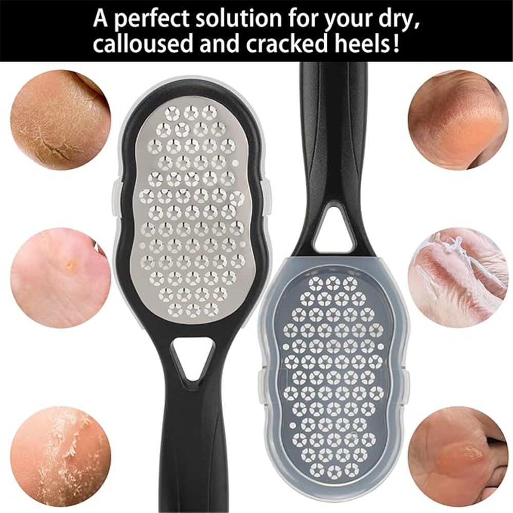 4 Pcs Foot Files with Skin Catcher, Stainless Steel Foot Rasp Callus Remover Pedicure Feet Grater Foot Scrubber Dead Skin Remover for Feet