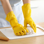 2 Pair Reusable Household Gloves, pvc Dishwashing gloves, Extra Thickness, Long Sleeves, Kitchen Cleaning, Working, Painting, Gardening, Pet Care (Size M, Yellow)