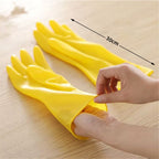 2 Pair Reusable Household Gloves, pvc Dishwashing gloves, Extra Thickness, Long Sleeves, Kitchen Cleaning, Working, Painting, Gardening, Pet Care (Size M, Yellow)
