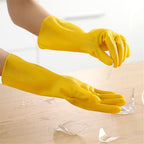 2 Pair Reusable Household Gloves, pvc Dishwashing gloves, Extra Thickness, Long Sleeves, Kitchen Cleaning, Working, Painting, Gardening, Pet Care (Size M, Yellow)