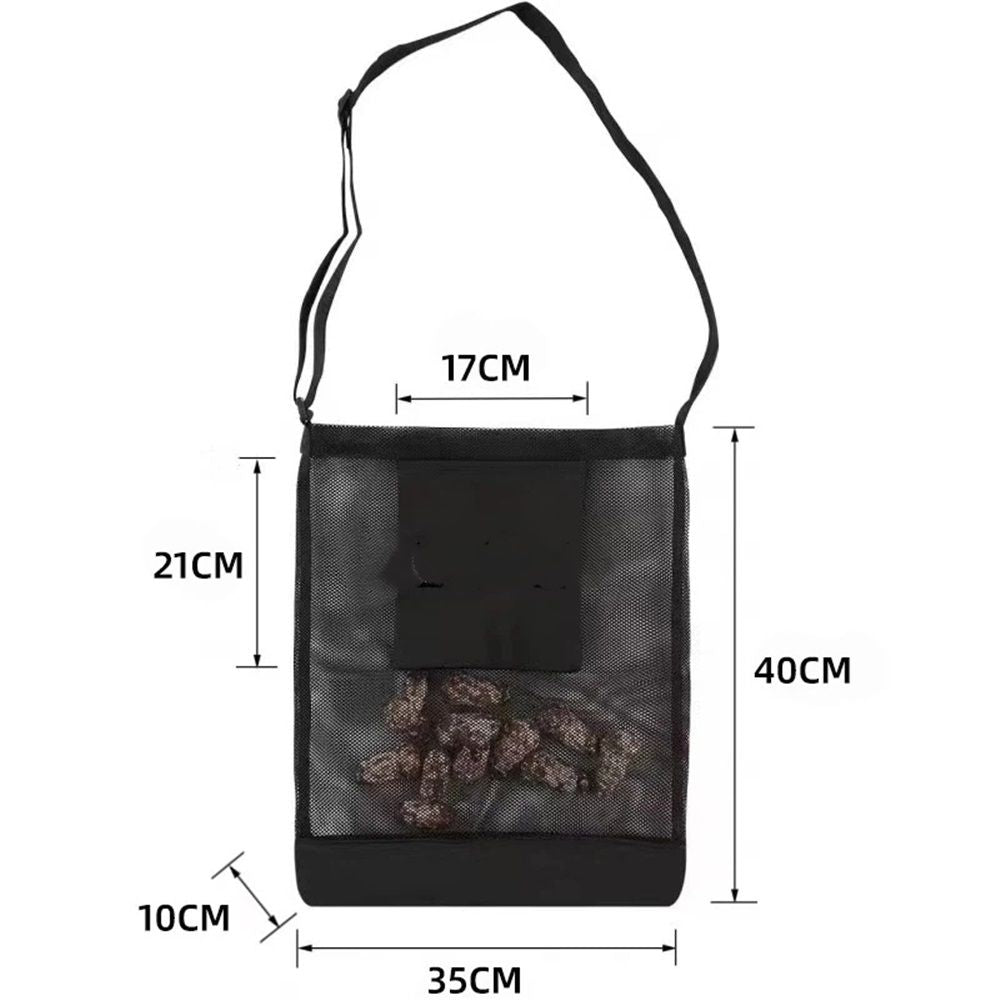 2 pack Mushroom Foraging Bag w/ Pouch & Basket - Mesh Harvesting Bag for Mushroom, Fruit & Vegetable Hiking & Camping（black,Only 2 storage bags）
