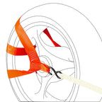 Universal Motorcycle Rear Wheel Tie down Strap in Orange, for Trailer Super Heavy Duty Strong Motorcycle