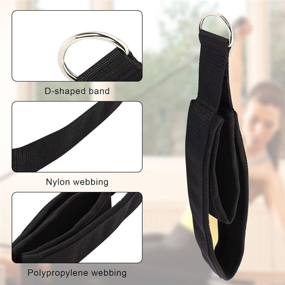 A pair Pilates Straps - Double Loop D-Ring Straps for Reformer, Padded, Home Gym Workout,  Cable Accessories, Workout Equipment（black）
