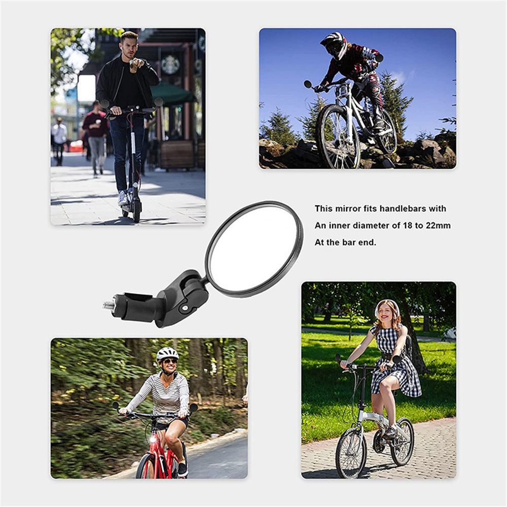 2 pack Bar End Bike Mirror – Unbreakable Lens, Universal Fit for Road, MTB & E-Bikes, Visibility and Safety for Cyclists