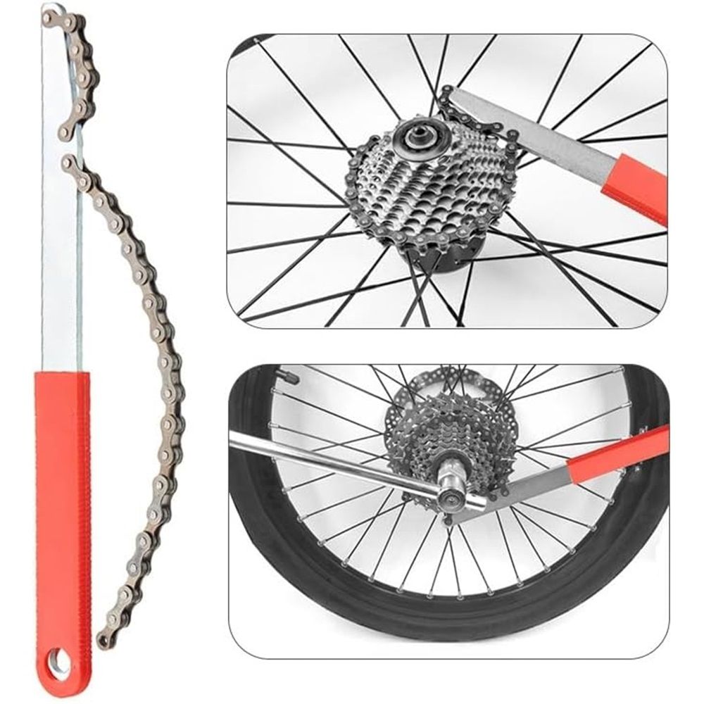 2 pack Bicycle Chain Whip Cycling Wheel Sprocket Wrench Remover Tool, Bicycle Freewheel Removal Kit for Road Bike Maintenance (Red)